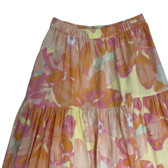 Unbranded Elastic Waist Pleated Watercolor Floral Midi Skirt Womens Small? - Picture 4 of 6